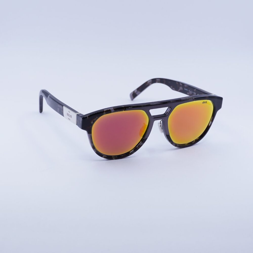 Berluti BL40002U 55U Sunglasses Grey Havana Aviator Frame, Orange Lenses